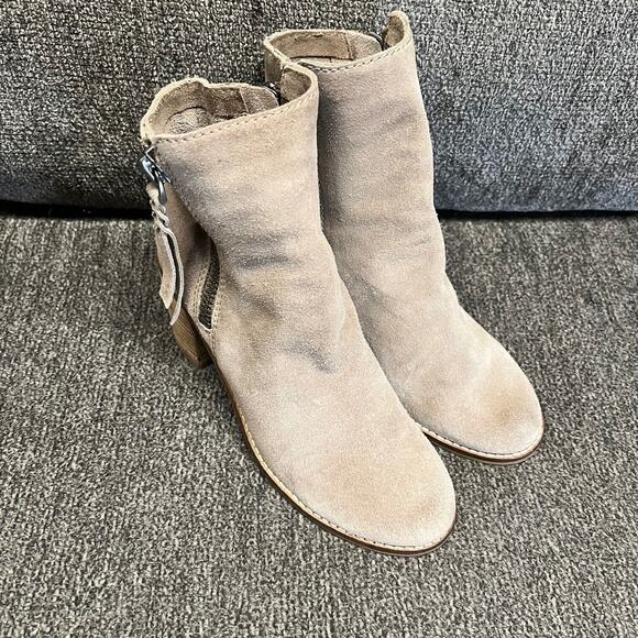Dolce Vita Ankle Boots Womens 6 Taupe Suede Lana Zip Booties Stacked Heel Casual - Picture 2 of 12